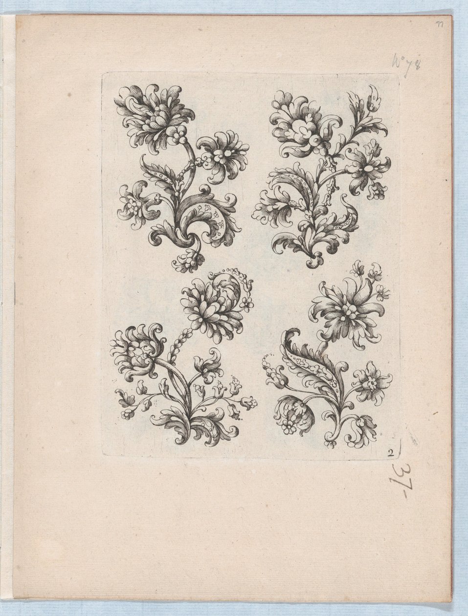 Serie med små blomstermotiver, Plate 2, ca. 1670-85., ca. 1670-85. av Paul Androuet Du Cerceau