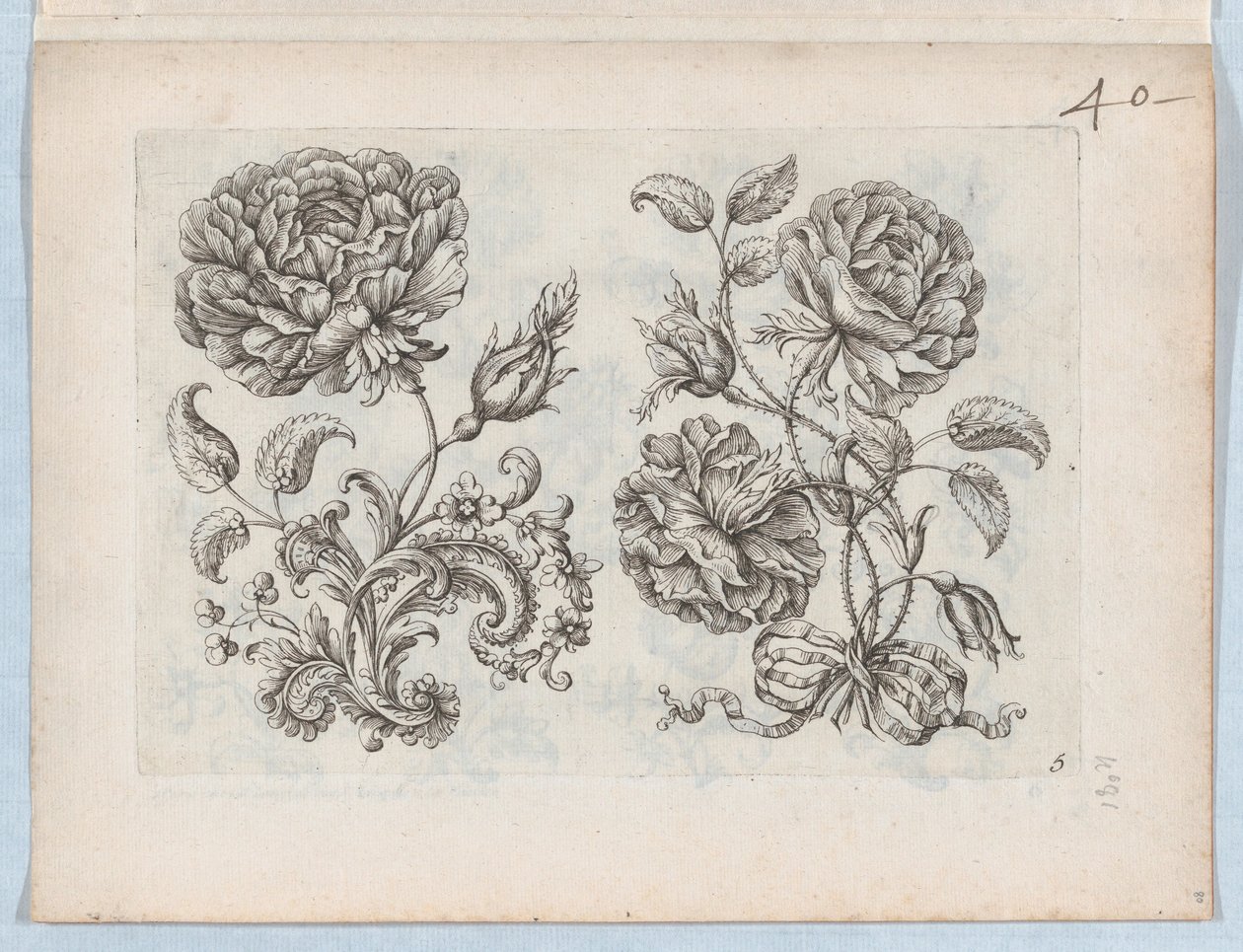Serie med små blomstermotiver, tallerken 5, ca. 1670-85., ca. 1670-85. av Paul Androuet Du Cerceau