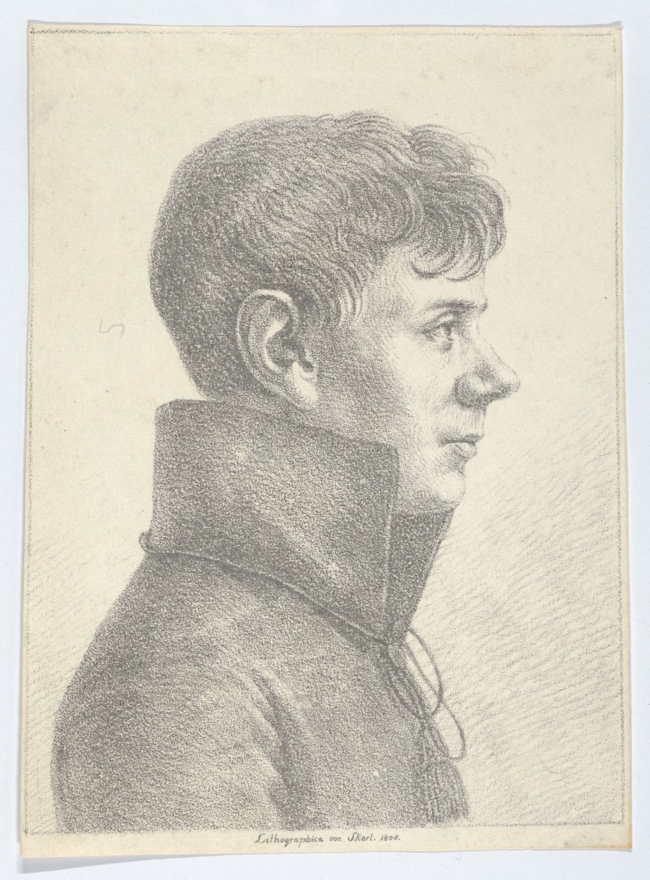 Portrett av en ung mann i profil, 1808., 1808. av Paul Anton Skerl