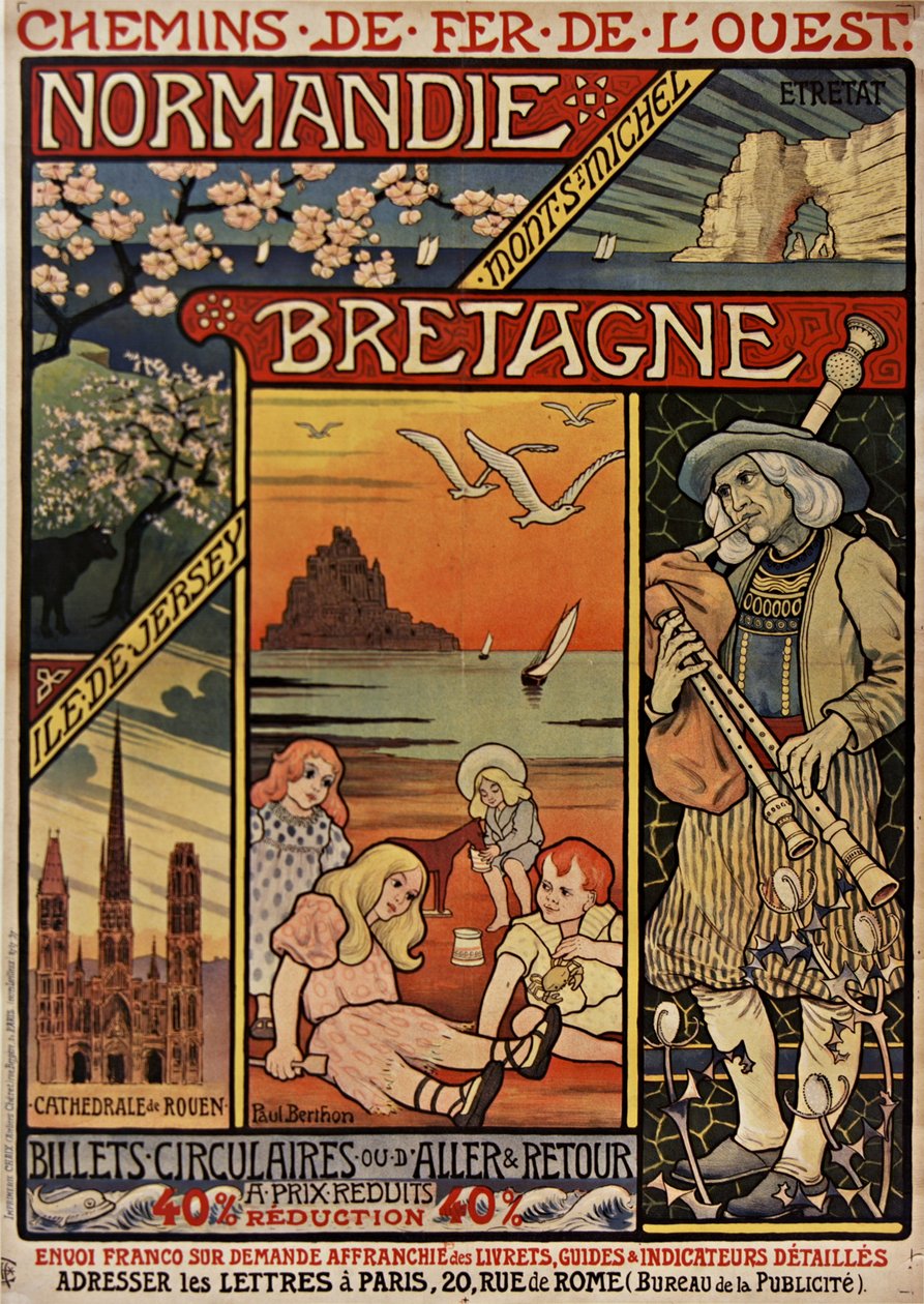 Vestlige jernbaner. Normandie, Bretagne, 1900. av Paul Berthon