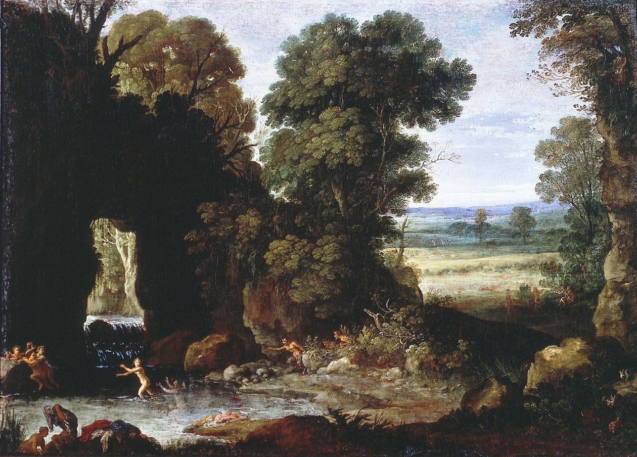Skoglandskap med nymfer og satyrer av Paul Bril