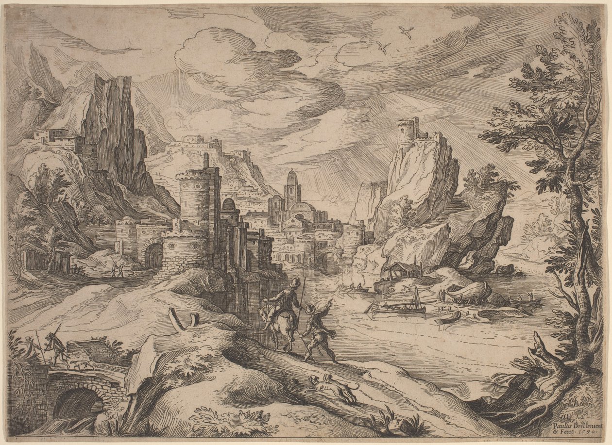 Elvelandskap med reisende av Paul Bril