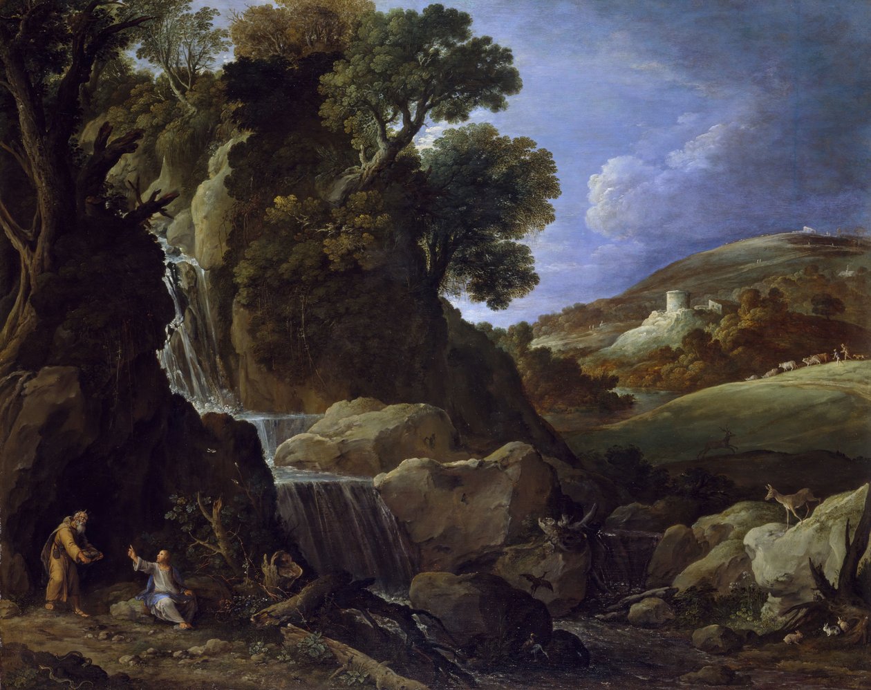Kristus fristet i villmarken, 1626. av Paul Brill