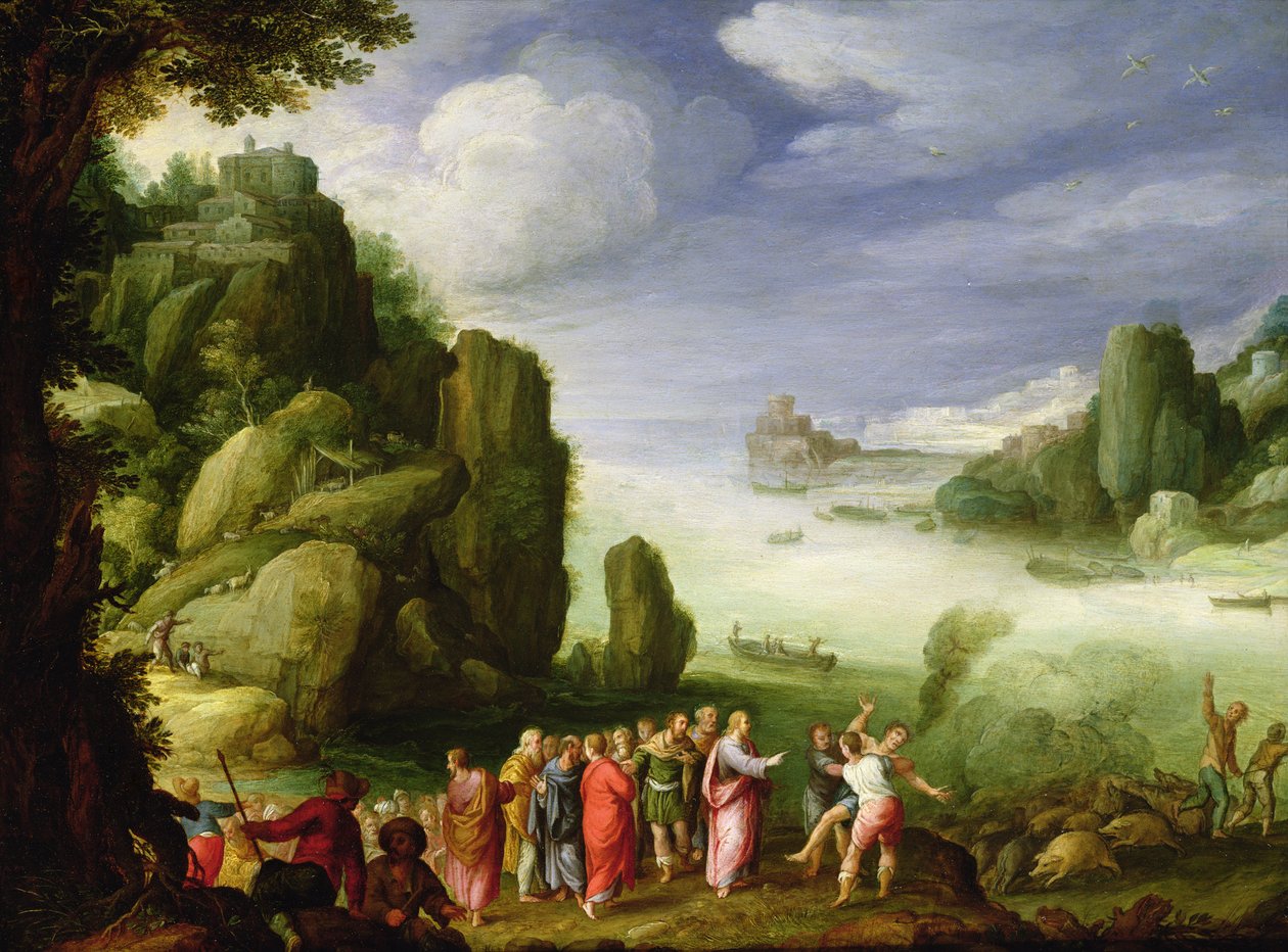 Christ Healing the Possessed of Gerasa, 1608 (olje på kobber) av Paul Bril