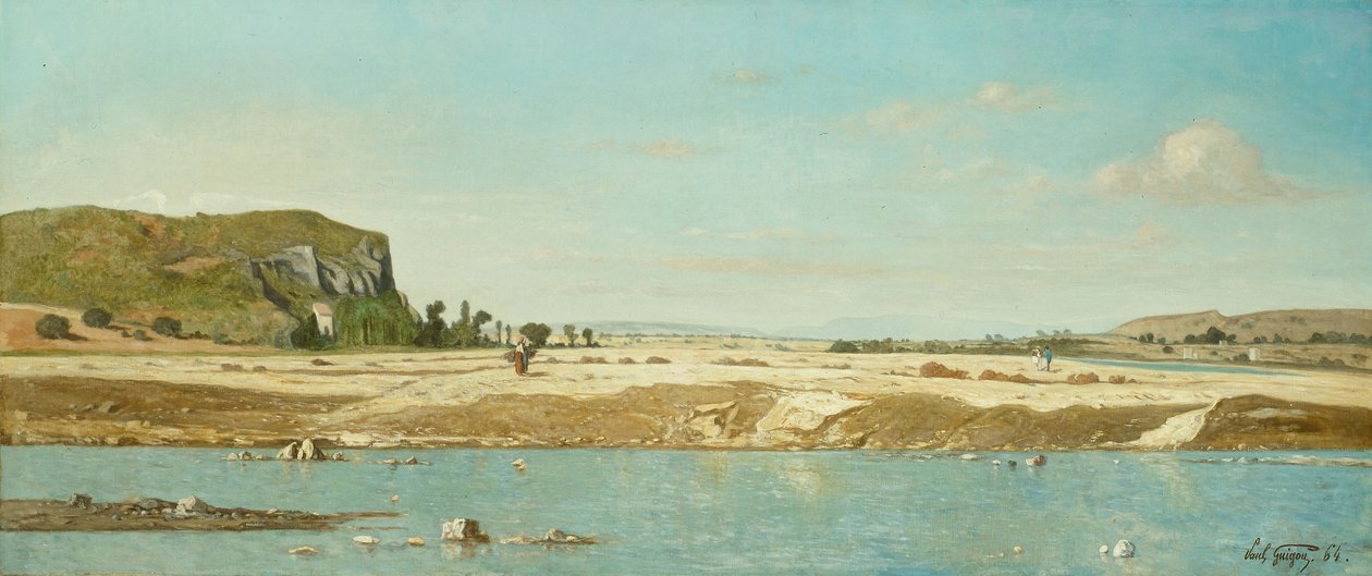 The Banks of the River Durance ved Saint Paul av Paul Camille Guigou