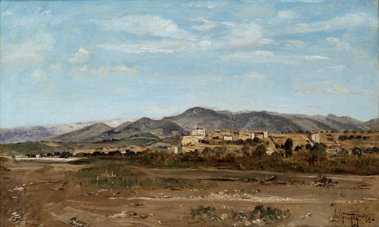 Landsbyen Lauris, i Vaucluse ved bredden av elven Durance, 1868 av Paul Camille Guigou