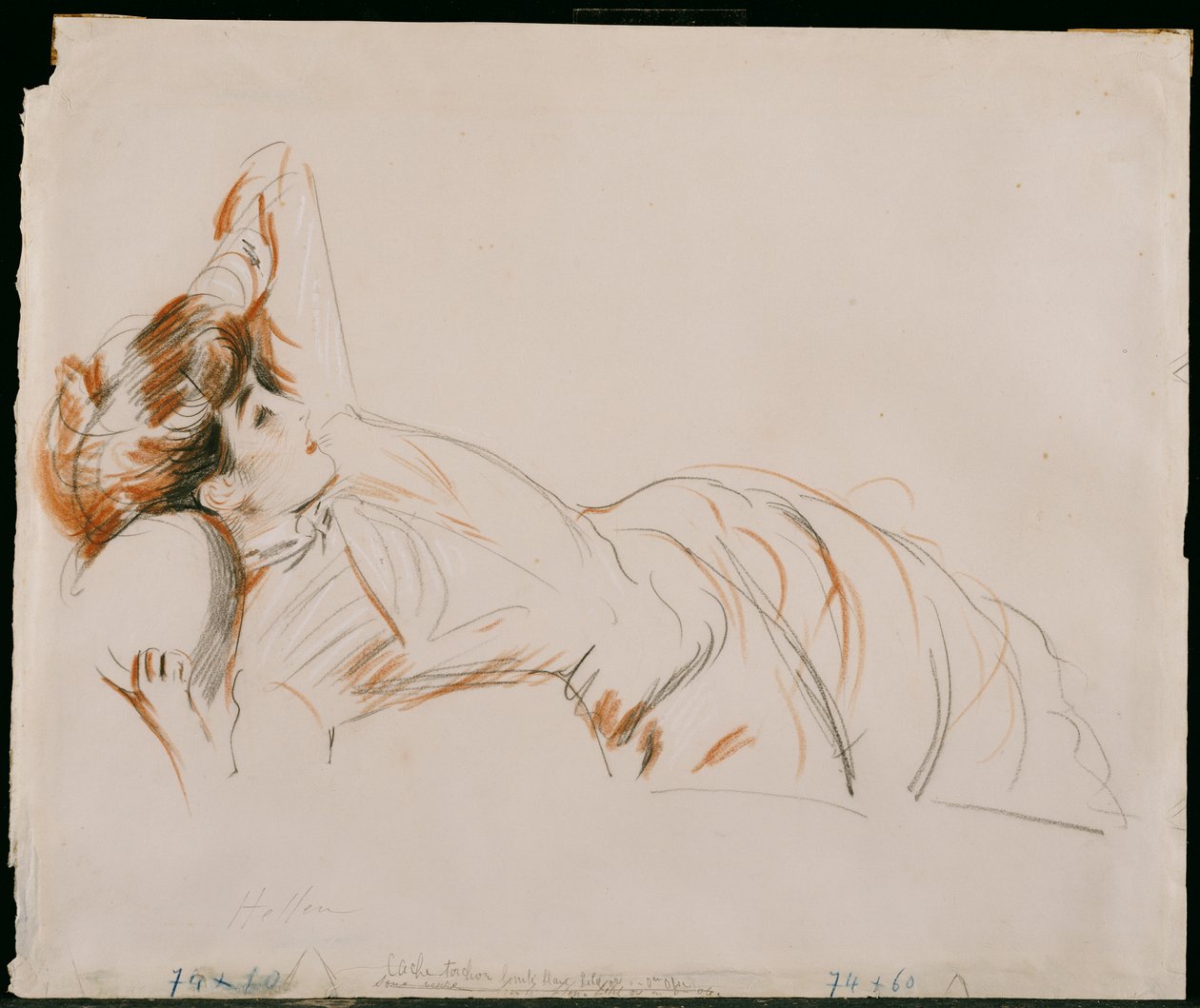 En elegant dame liggende av Paul Cesar Helleu