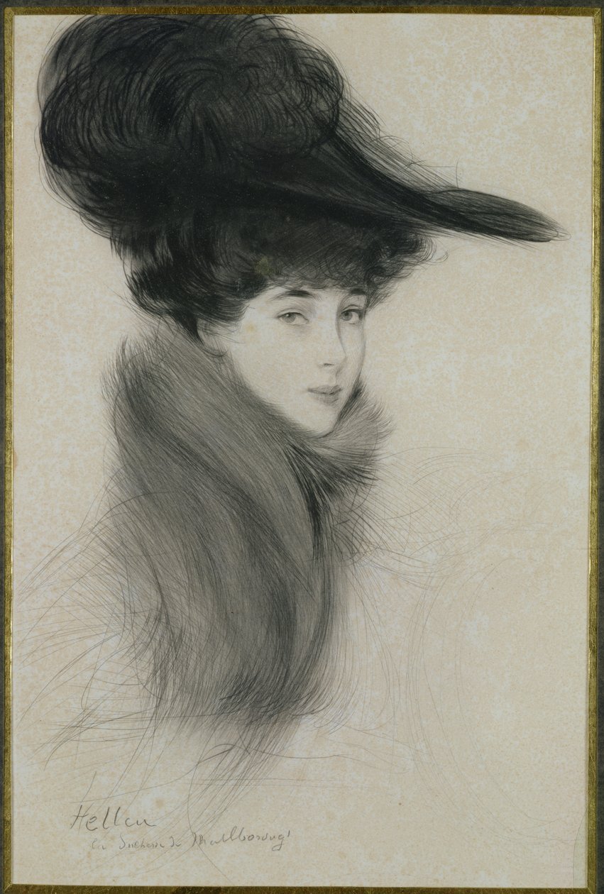 Consuelo Vanderbilt (1877–1964) hertuginne av Marlborough, ca. 1901 (tørrpunkt) av Paul Cesar Helleu