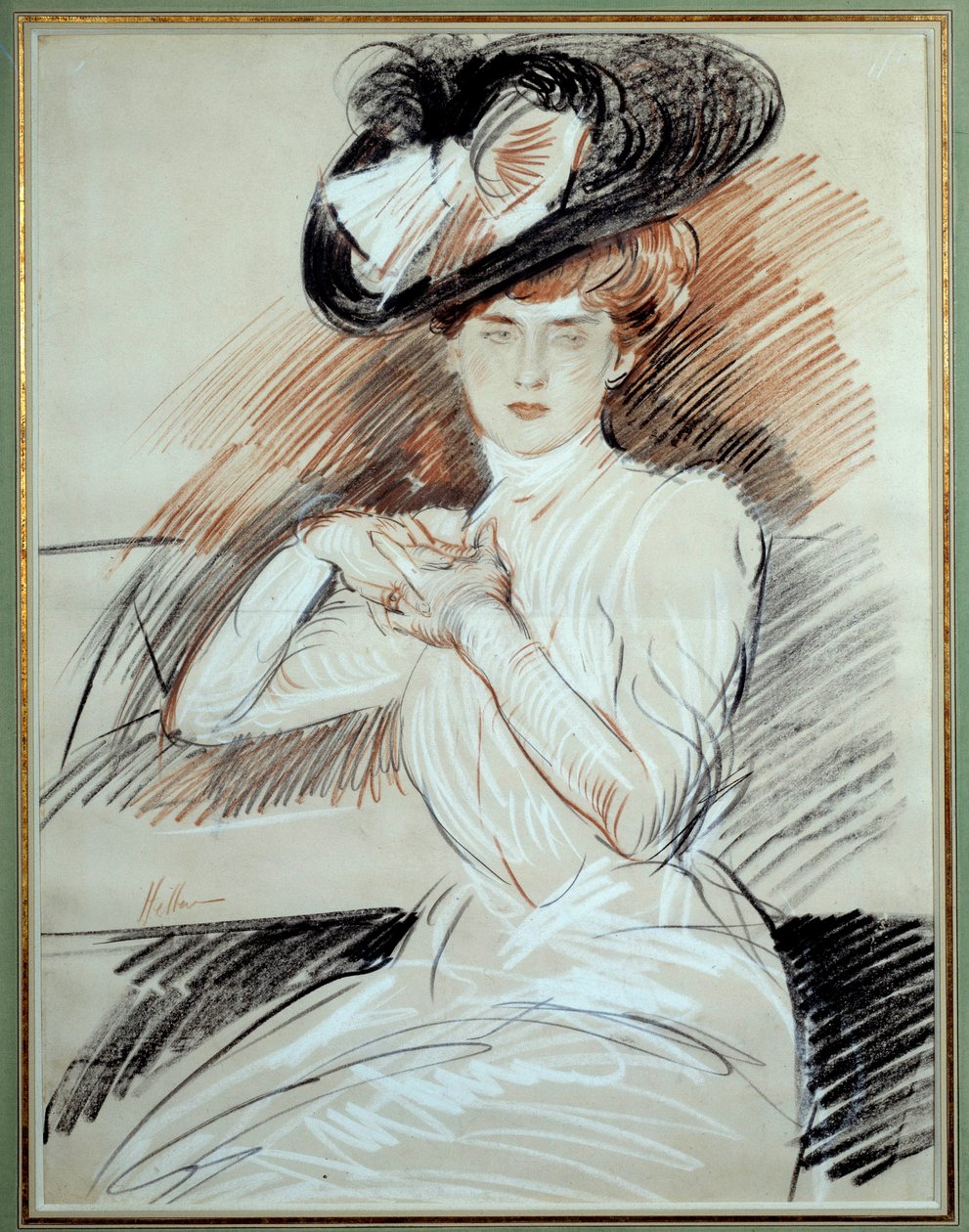 Fru Helleu. Tegning Paul Helleu (1859-1927), 1900-tallet. Bayonne, Bonnat-museet av Paul Cesar Helleu