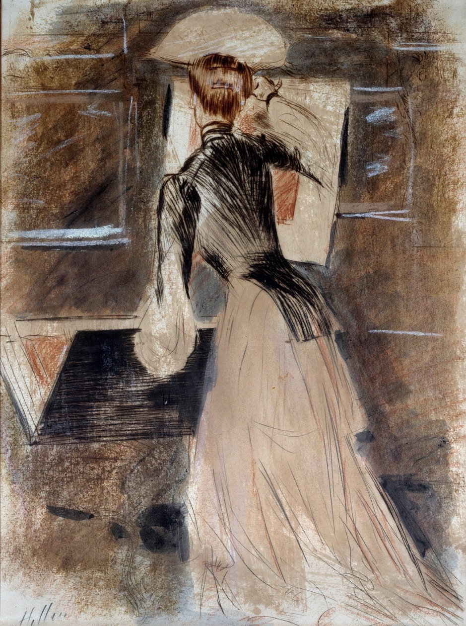 Portrett i full lengde av Madeleine Carlier. Paul Helleu (1859-1927), 1900-tallet. Bayonne, Bonnat-museet av Paul Cesar Helleu