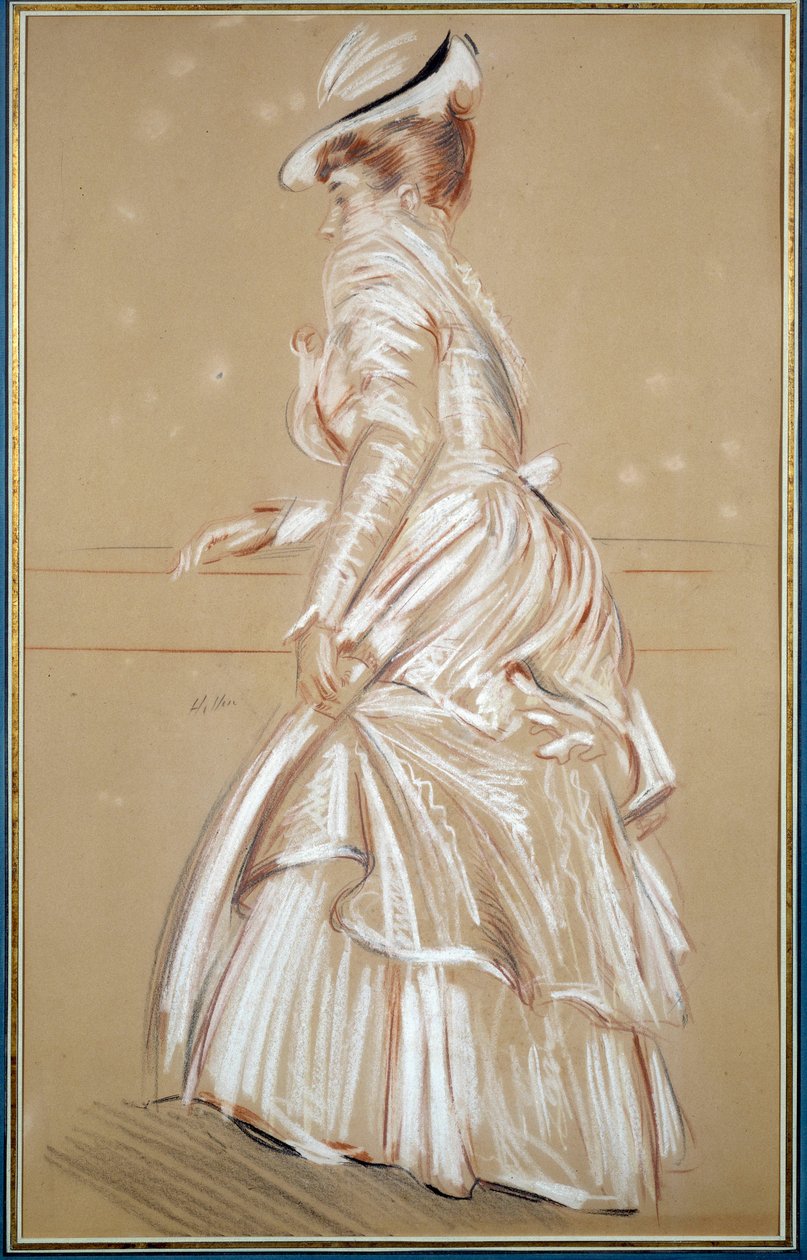 Portrett av en kvinne i hvitt. Tegning av Paul Helleu (1859 - 1927), 1900-tallet. Bayonne, Musee Bonnat av Paul Cesar Helleu