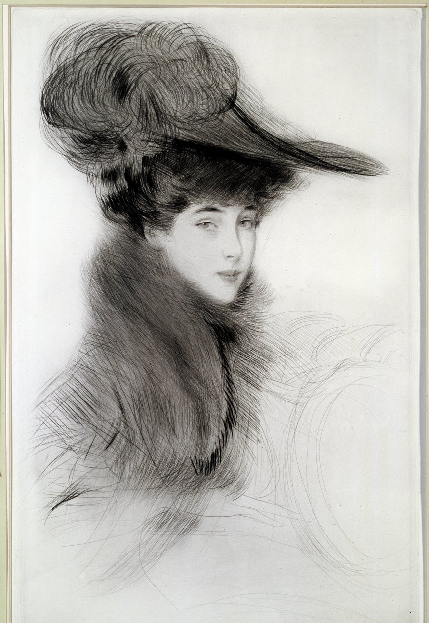 Portrett av hertuginnen av Malborough. Tegning av Paul Helleu (1859-1927), 1900-tallet. Bayonne, Musee Bonnat av Paul Cesar Helleu