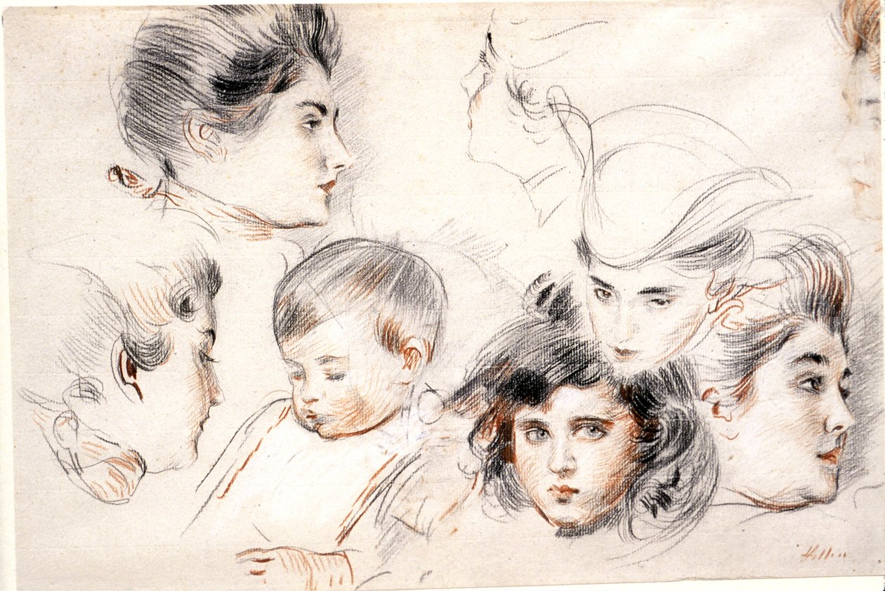 Hodestudier av Paul Cesar Helleu