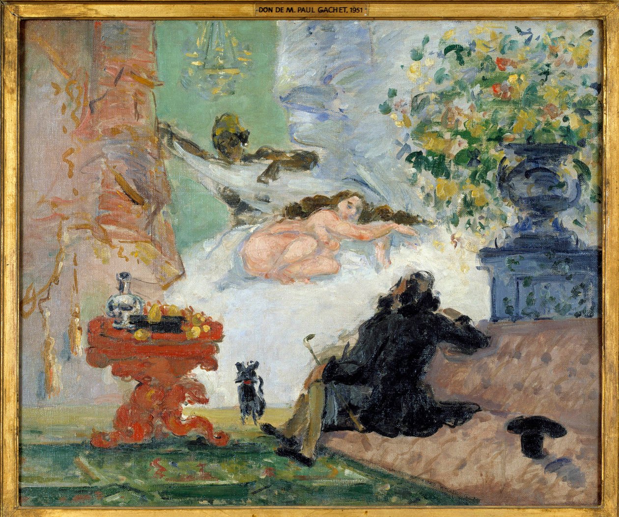 En moderne Olympia Ung kvinne ligger naken i sengen sin og den svarte hushjelpen sin. Maleri av Paul Cezanne (1839-1906) 1873 Søn. 0,46x0,55 m Paris, musee d