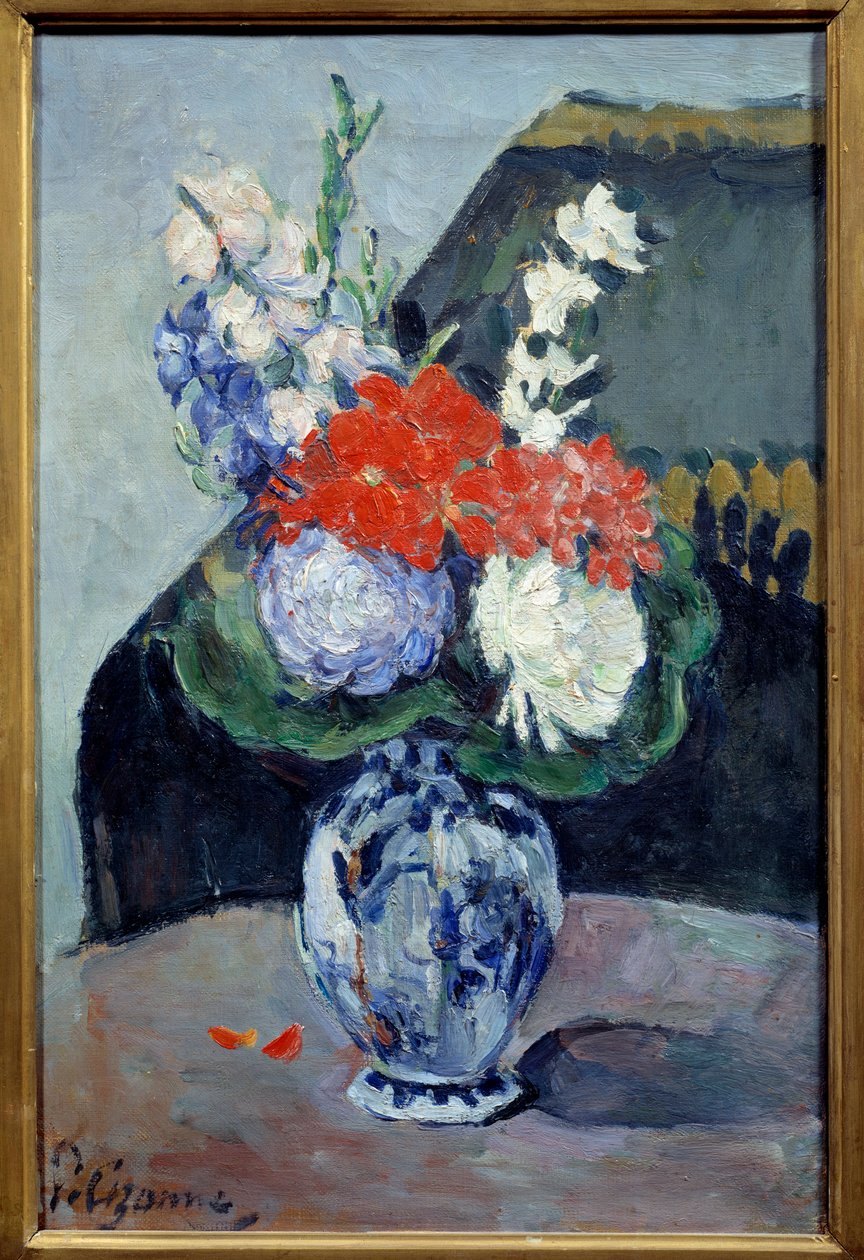 Bukett med lite delft. Maleri av Paul Cezanne (1839-1906) av Paul Cézanne
