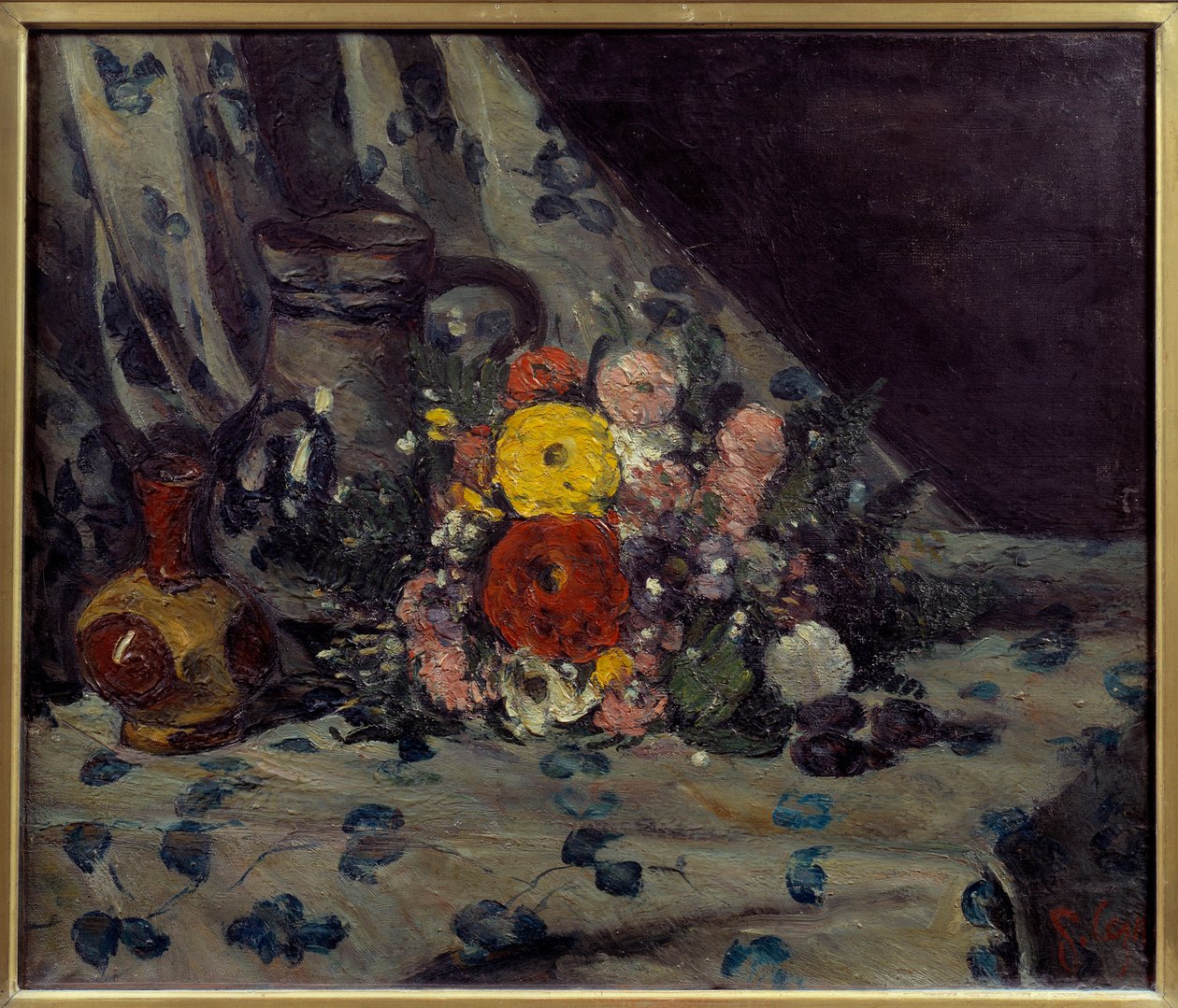 Bukett med gul dalhia Maleri av Paul Cezanne (1839-1906) 1873 Søn. 0,54x0,64 m Paris, musee d