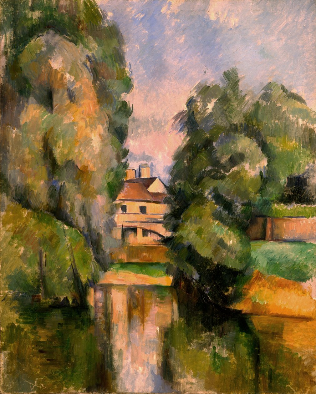 Landsted ved en elv av Paul Cézanne