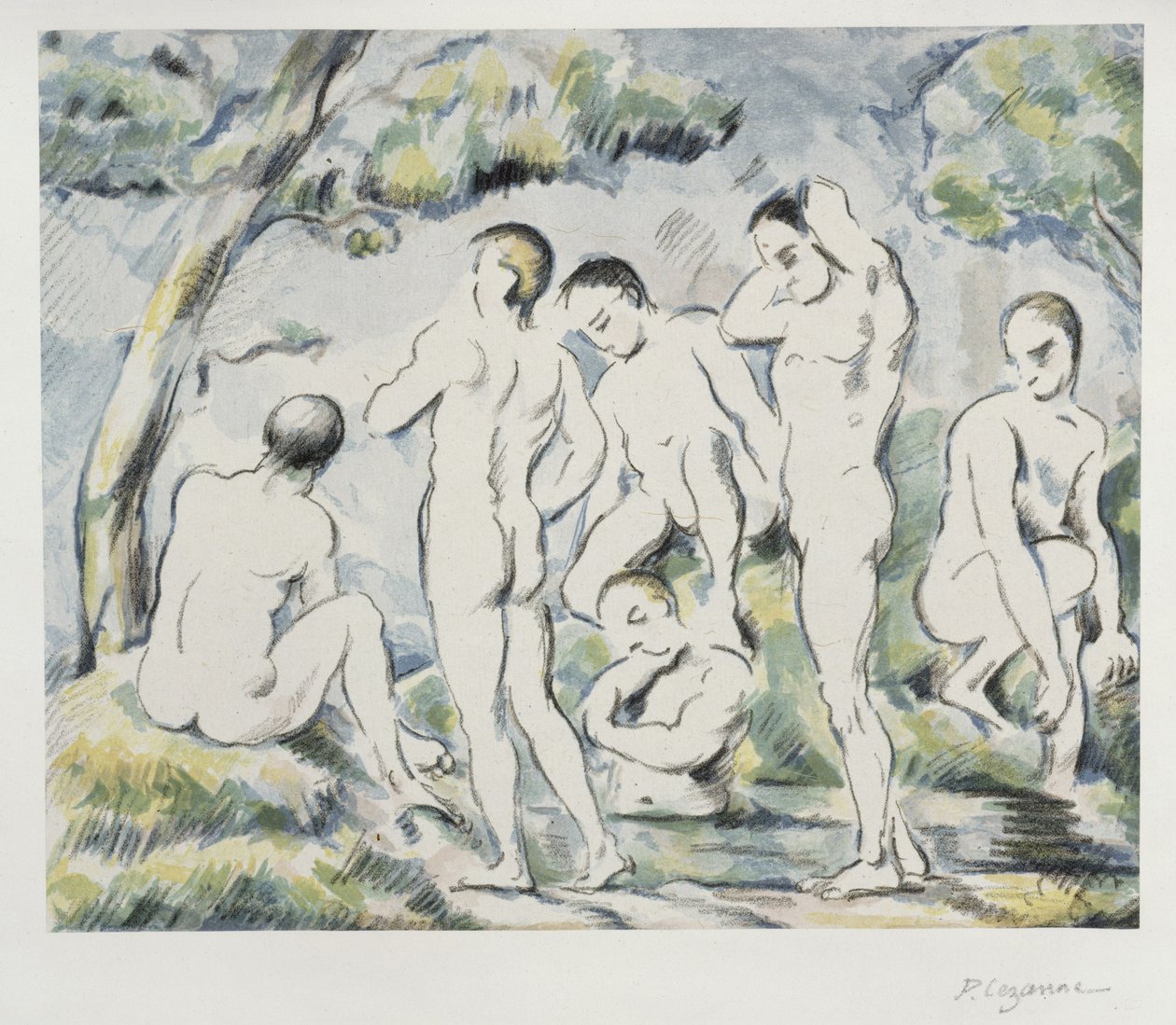 De badende (lite blad) av Paul Cézanne