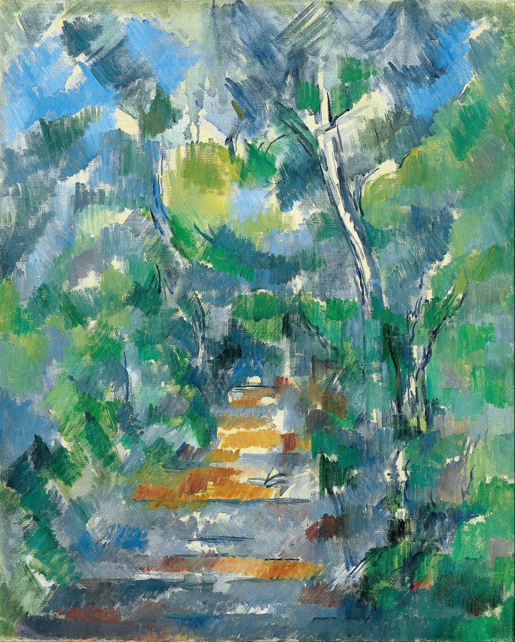 Skogscene (sti fra Mas Jolie til Château noir) av Paul Cézanne