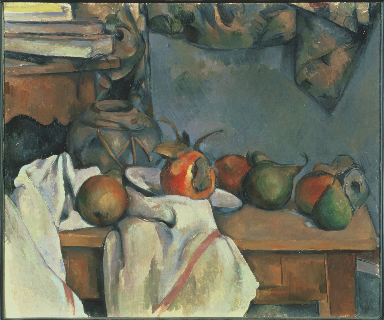 Ingefærkrukke med granateple og pærer av Paul Cézanne