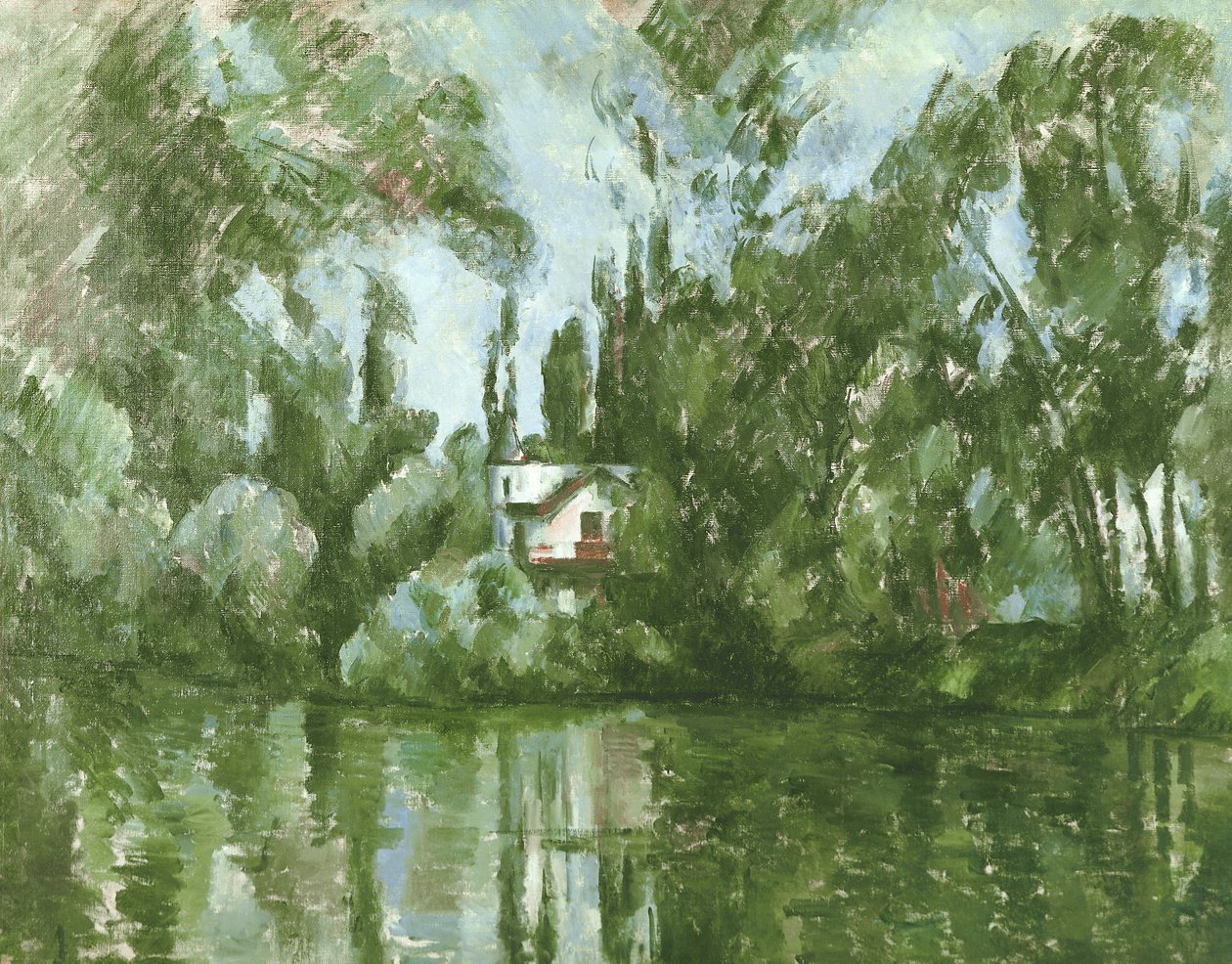 Hus på bredden av Marne av Paul Cézanne