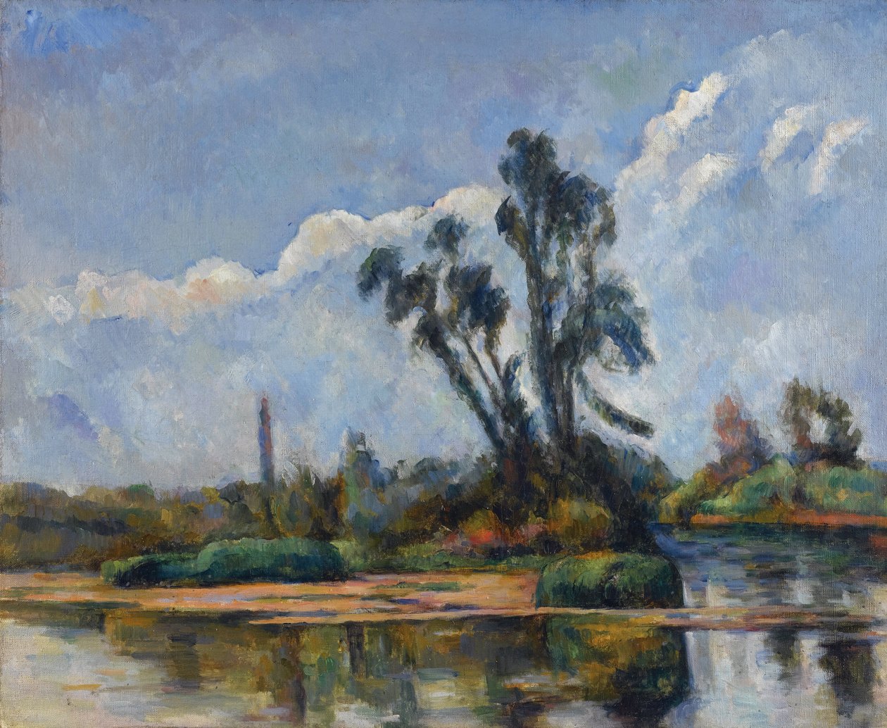 La Riviere par Cezanne, Paul (1839-1906). Olje på lerret, størrelse: 50x61, ca 1881, privat samling av Paul Cézanne