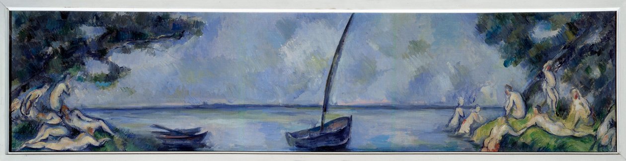 Båten og badene Maleri av Paul Cezanne (1839-1906) 1890 Søn. 0,3x1,25 m Paris, Orangerie-museet av Paul Cézanne