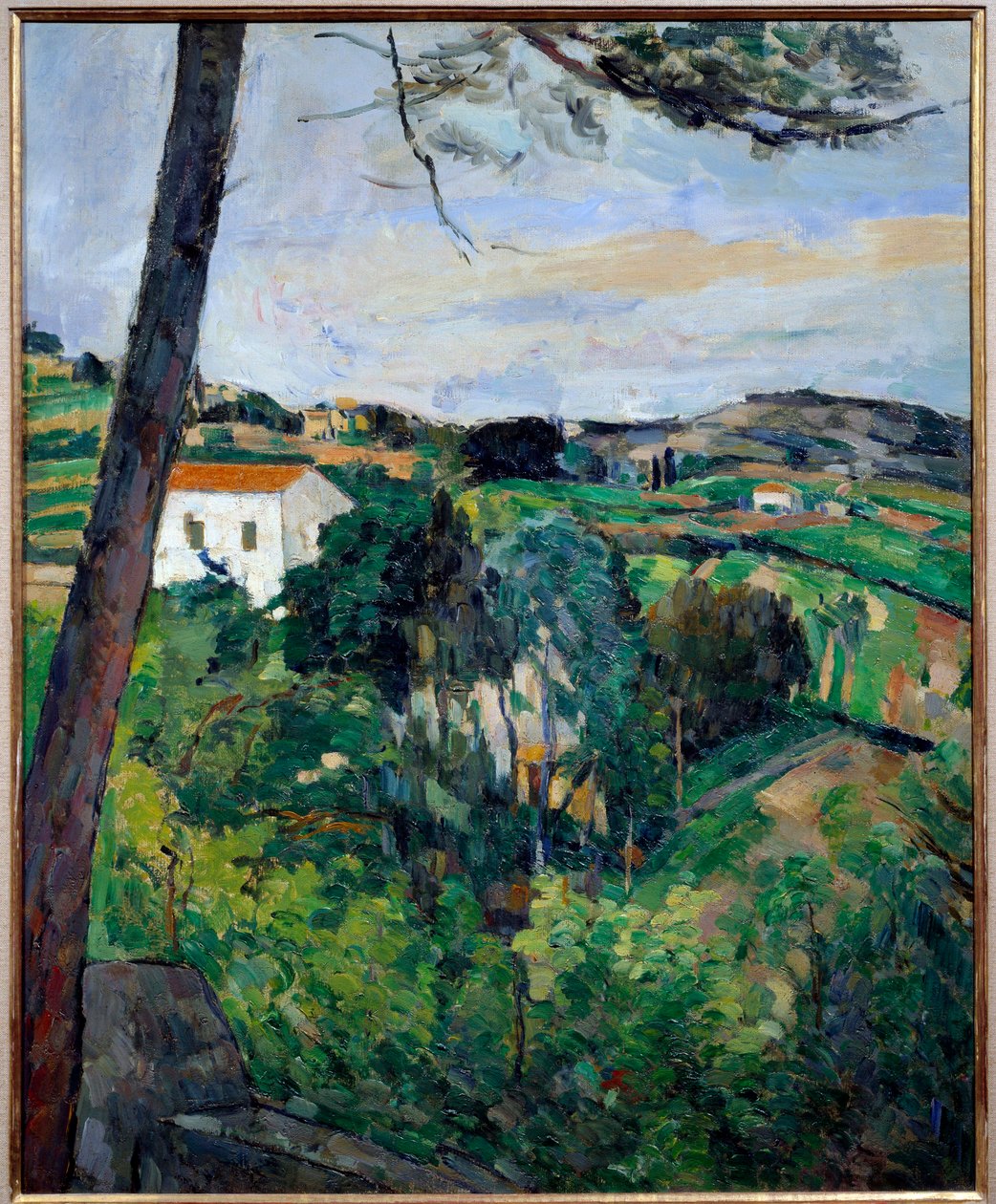 Landskap med røde tak eller furu a l'Estaque-maleri av Paul Cezanne (1839-1906) 1875 Søn. 0,73x0,6 m Paris, Musee de l'Orangerie av Paul Cézanne
