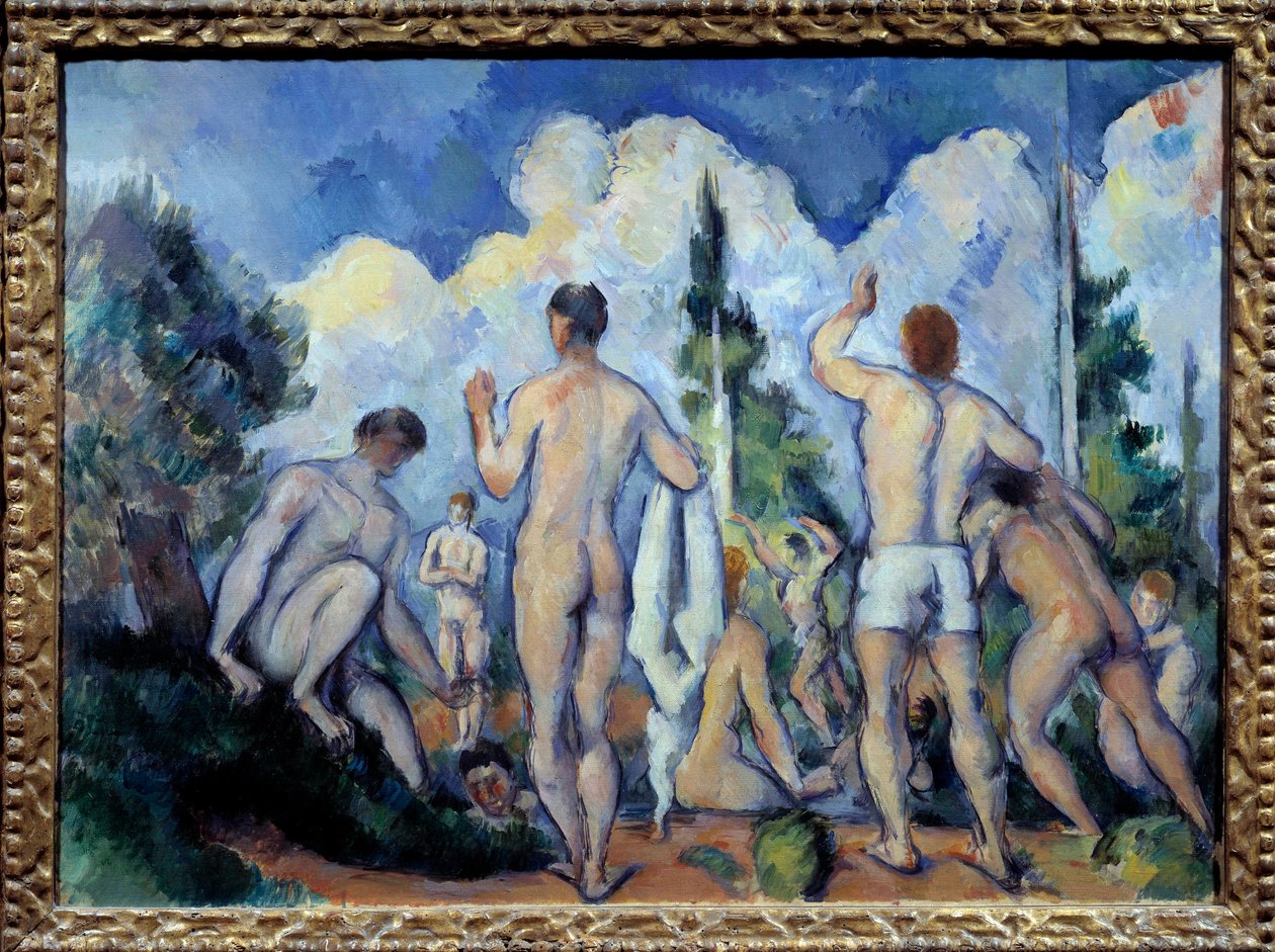 Les bathers Maleri av Paul Cezanne (1839-1906) 1890 Søn. 0,6x0,82 m Paris, musee d
