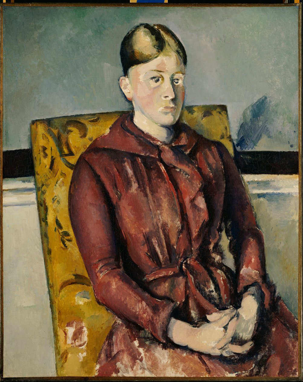 Madame Cezanne med en gul lenestol av Paul Cézanne