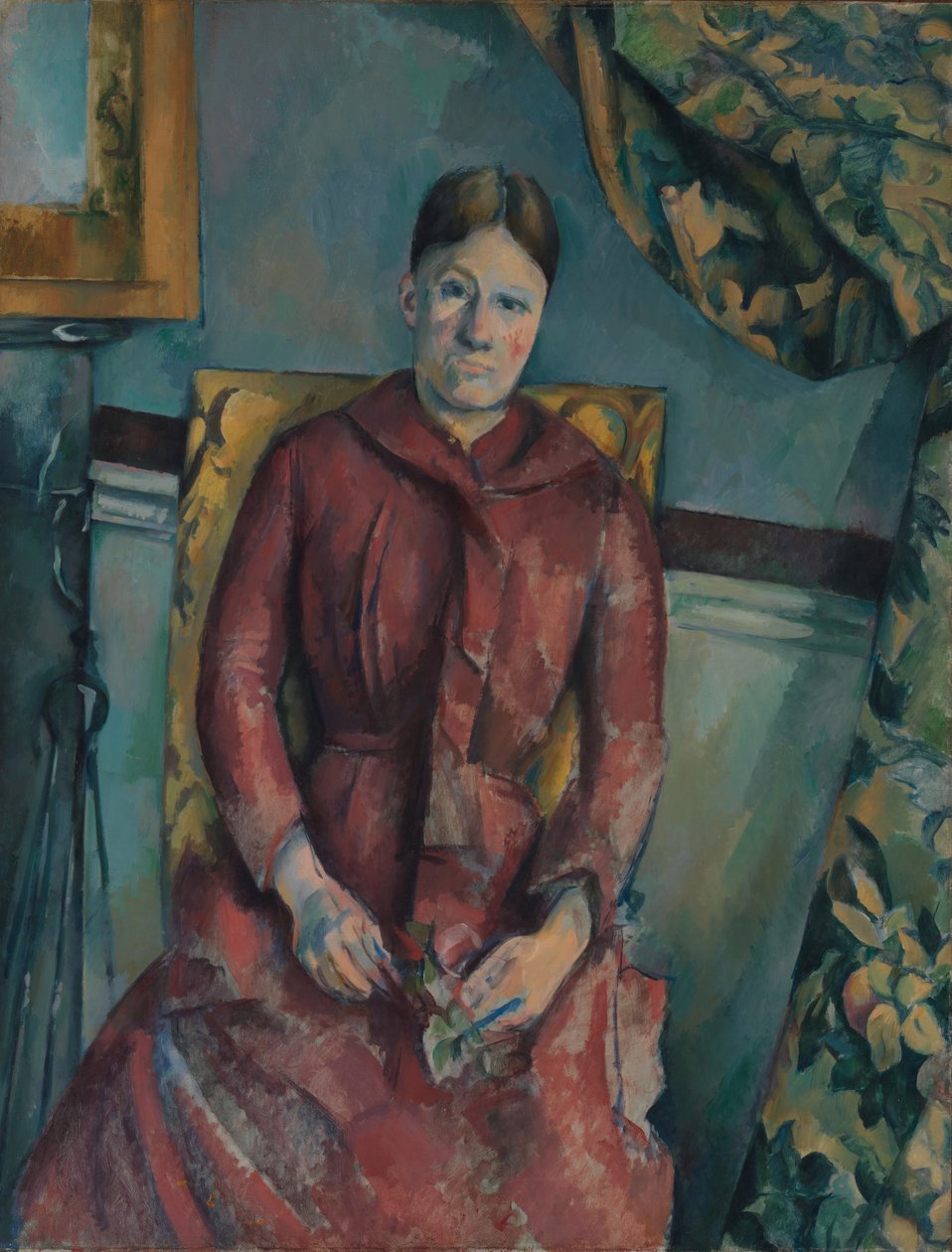 Madame Cézanne i en rød kjole av Paul Cézanne
