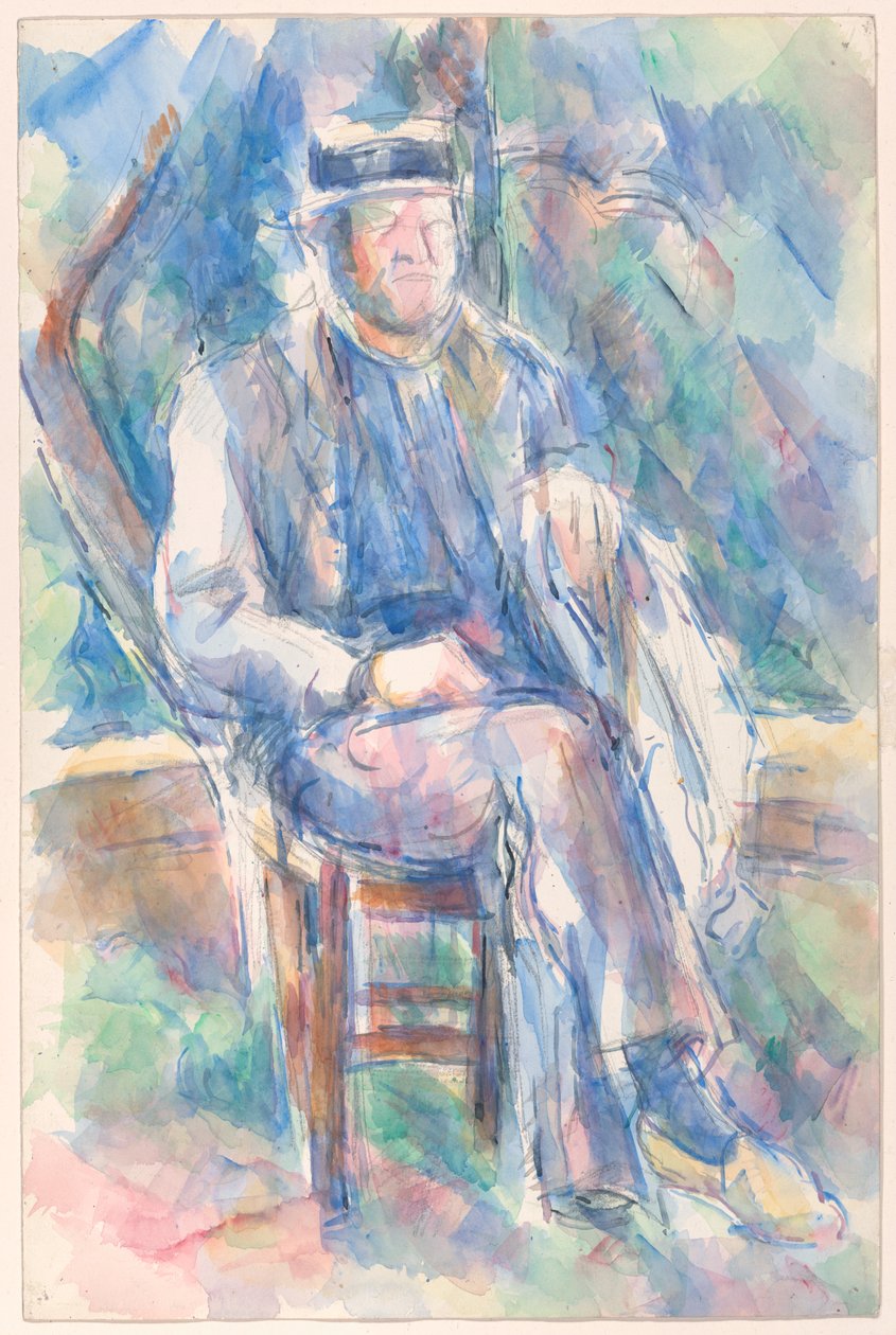 Mann med stråhatt av Paul Cézanne