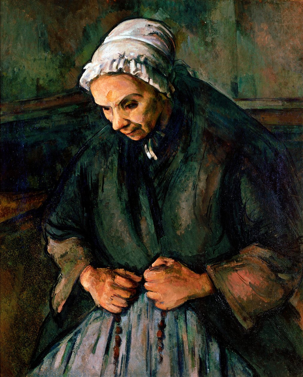 Old Woman at the Rosary Painting by Paul Cezanne (1839-1906) 1896 Sun. 65x85 cm London, National Gallery av Paul Cézanne