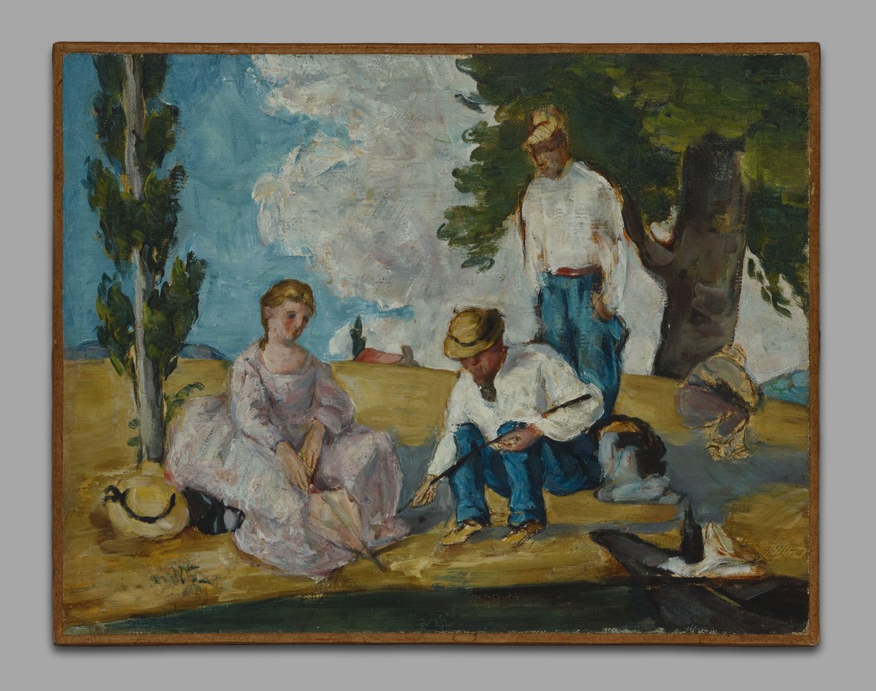 Piknik på en elvebredd av Paul Cézanne