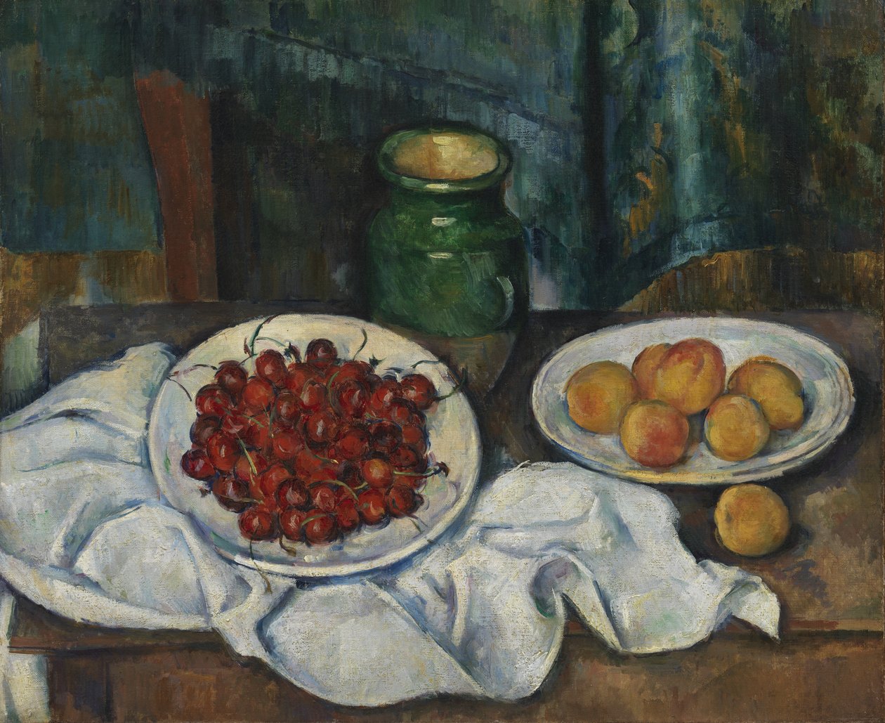 Stilleben med kirsebær og ferskener av Paul Cézanne