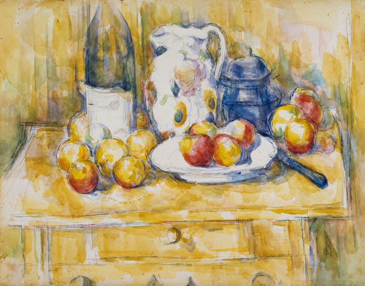 Stilleben med epler på en skjenk av Paul Cézanne