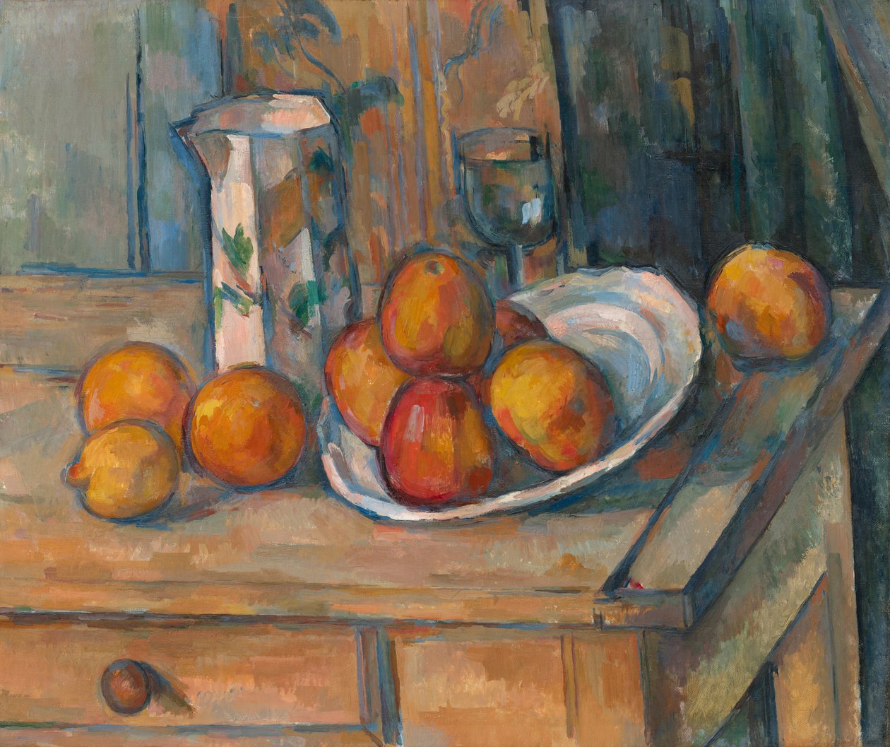 Stilleben med melkekanne og frukt av Paul Cézanne