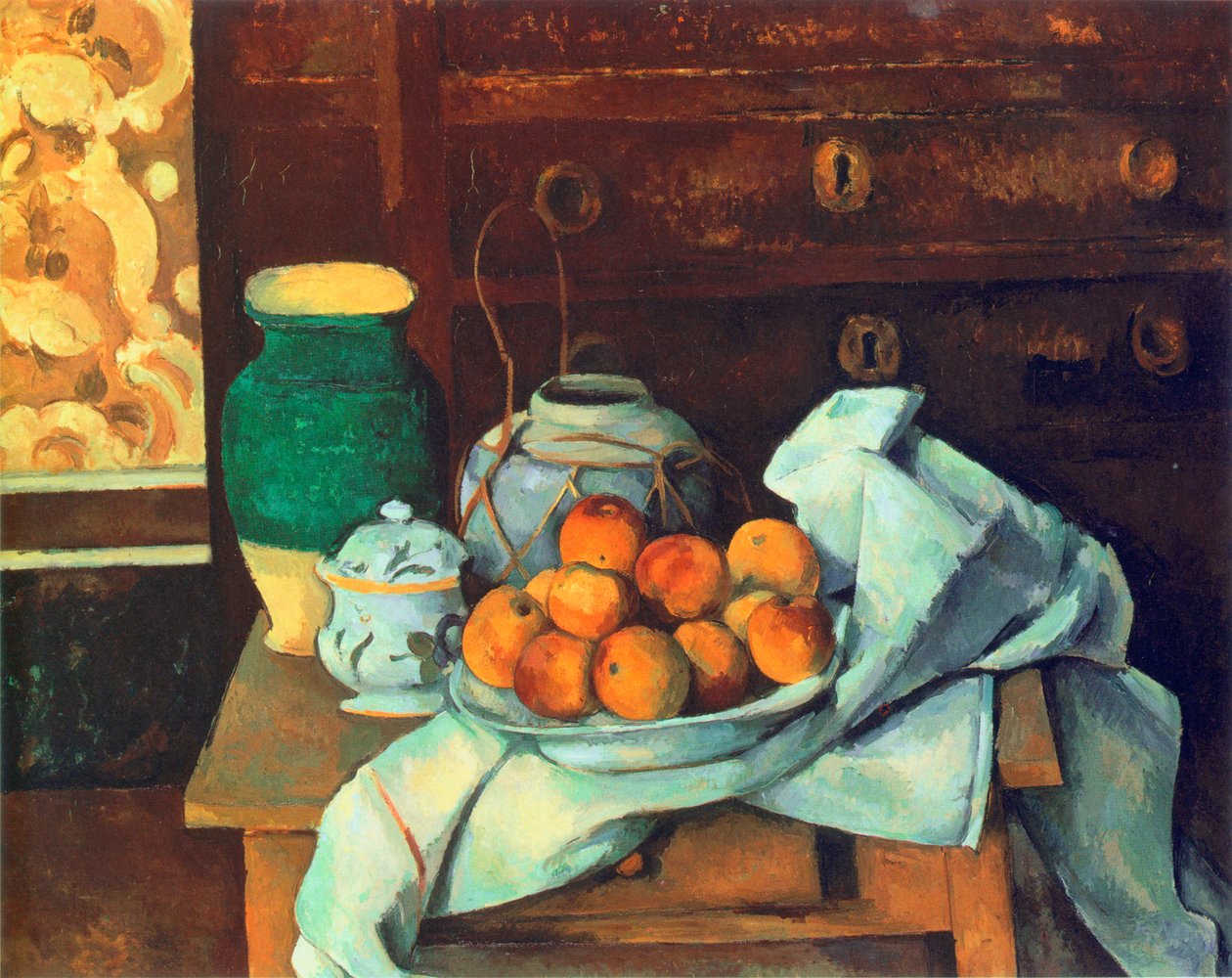 Stilleben med kommode av Paul Cézanne