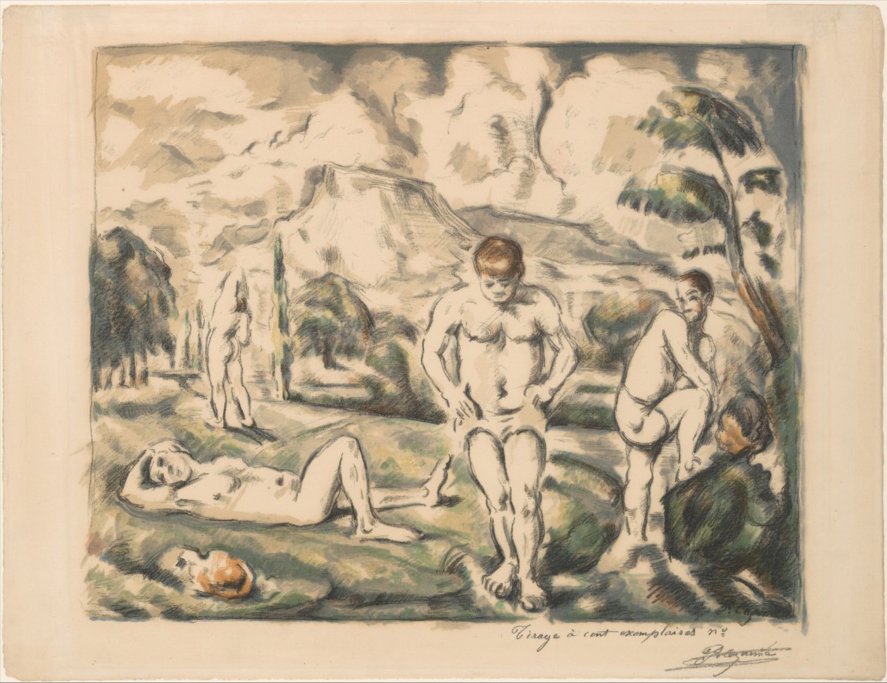 De store badende (Les Baigneurs) av Paul Cézanne