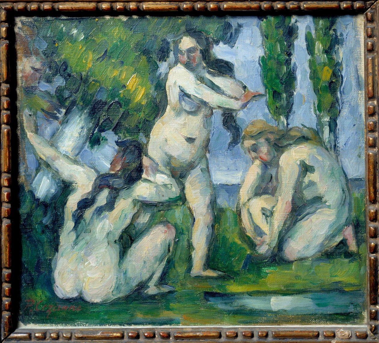 Tre badende maleri av Paul Cezanne (1839-1906). 1875-1877 søn. 0,22x0,19 m Paris, musee d