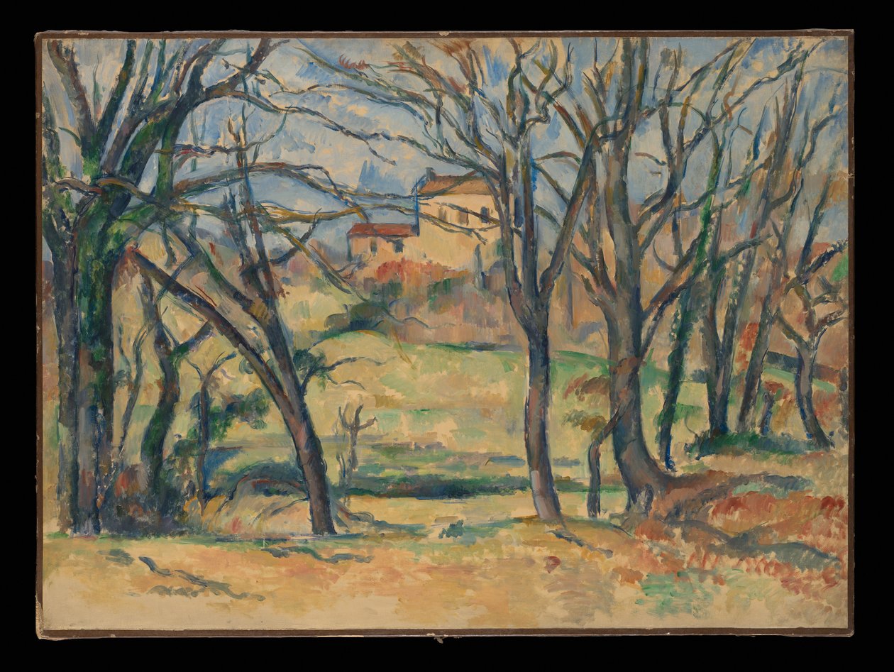 Trær og hus nær Jas de Bouffan av Paul Cézanne