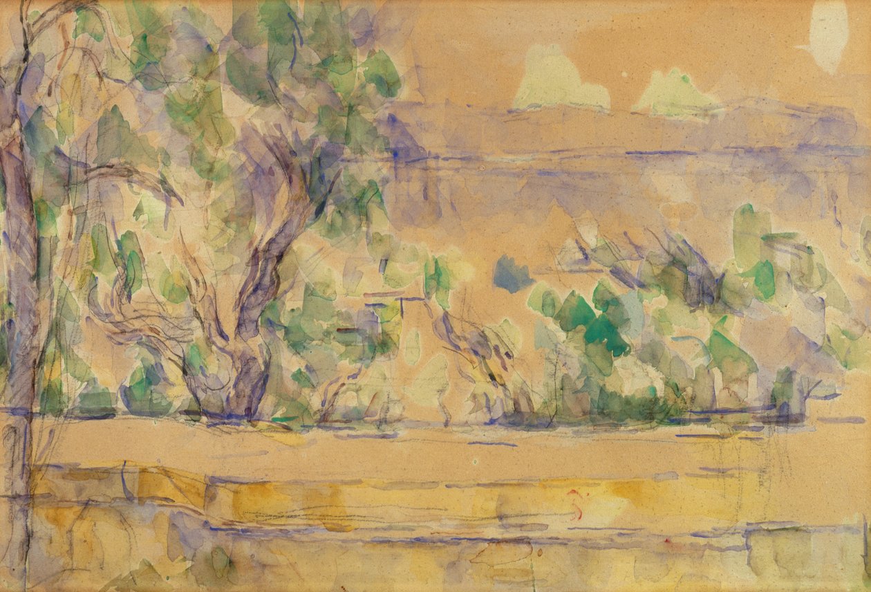 Visning tatt i studioet i Lauves (akvarell over blyant på papir) av Paul Cézanne