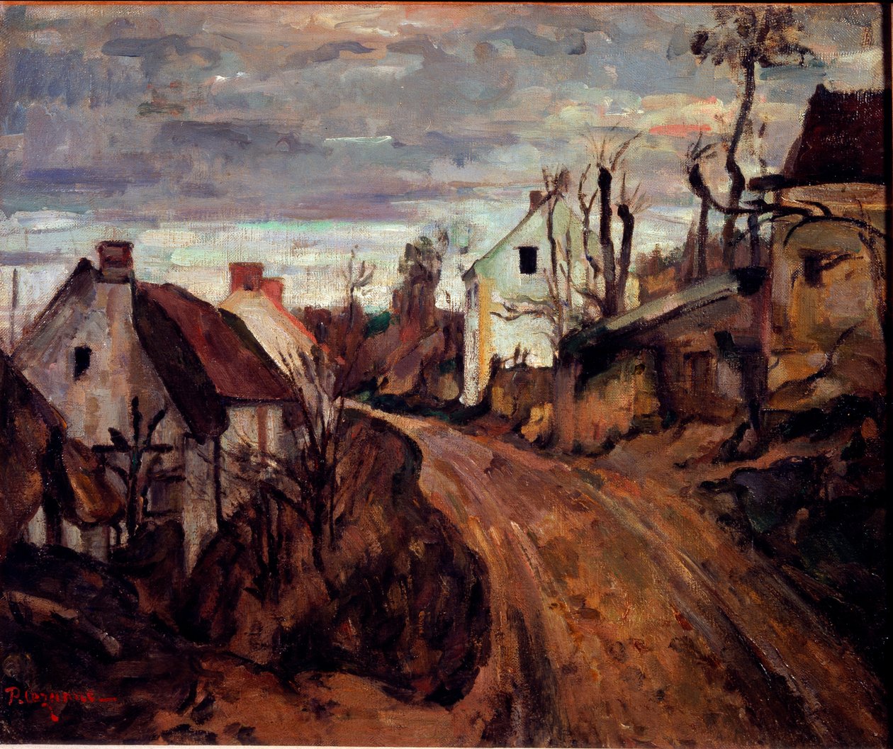 Landsbyvei, Auvers. (Olje på lerret av Paul Cézanne