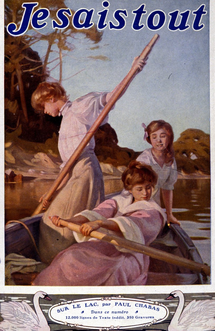 Illustrasjon "" On the lake"" av Paul Chabas (1869 - 1937). "Jeg vet alt"". av Paul Chabas