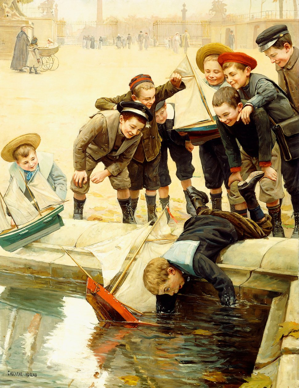 Gutter og seilbåtene deres av Paul Charles Chocarne Moreau