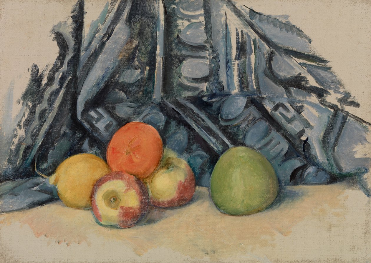 Epler og klut av Paul Cézanne