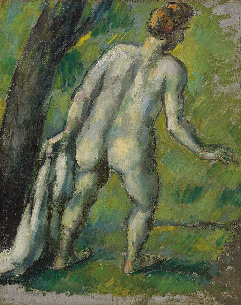 Bader, Utsikt fra baksiden; Baigneur, vu de dos, 1877-1878 av Paul Cézanne