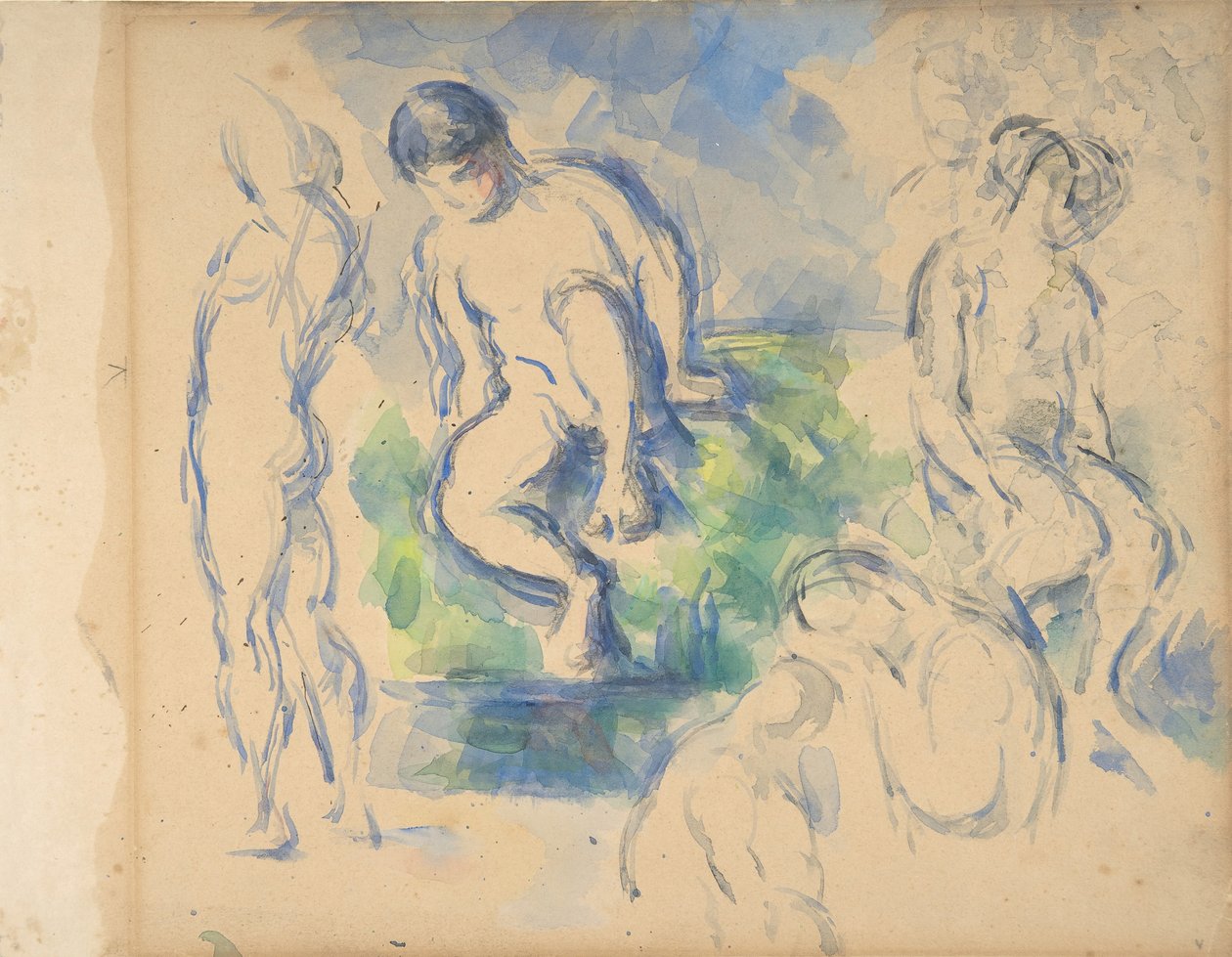 Badende recto, stilleben verso, ca. 1890 recto - 1900 verso. av Paul Cézanne