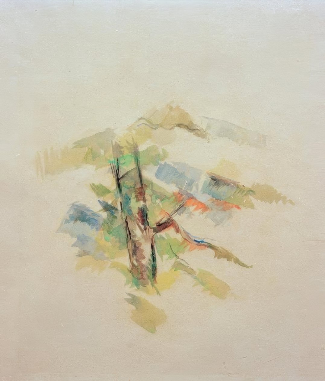 Trestudie av Paul Cézanne