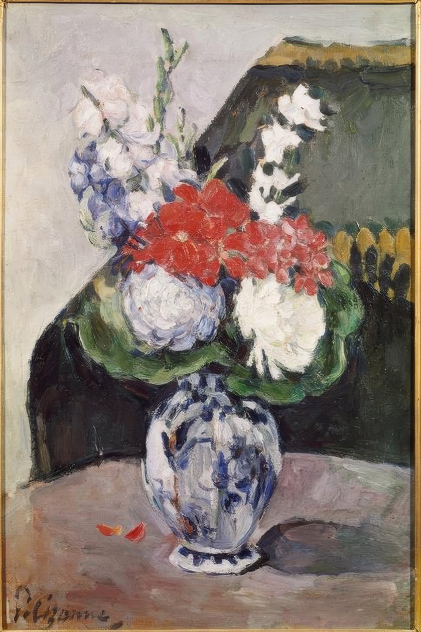 Bukett med lille Delft av Paul Cézanne